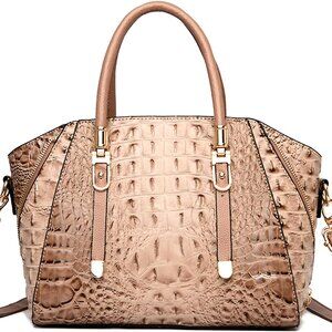 Spacious Faux Leather Crocodile Handbag with Versatile Crossbody Strap for Women